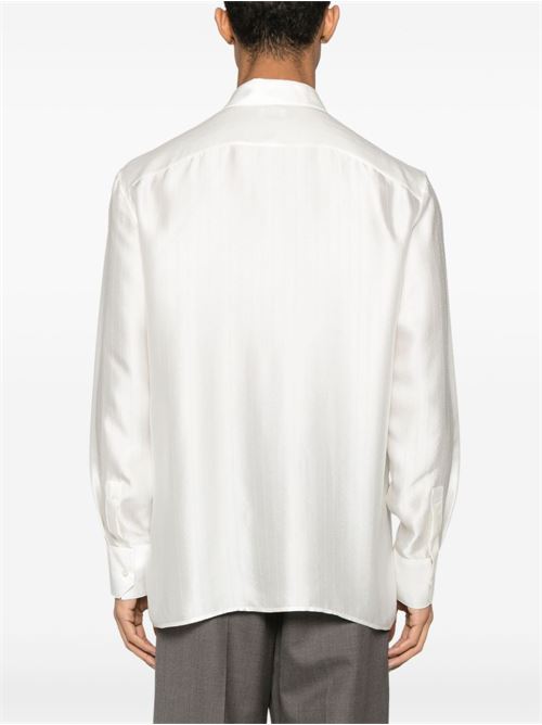 Camicia a righe in piquè di satin SAINT LAURENT | 819096Y2L919988